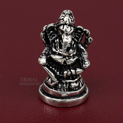 925 Sterling silver Divine lord idol Ganesha statue art, best puja figurine for home temple for wealth and prosperity gift art art520 - TRIBAL ORNAMENTS