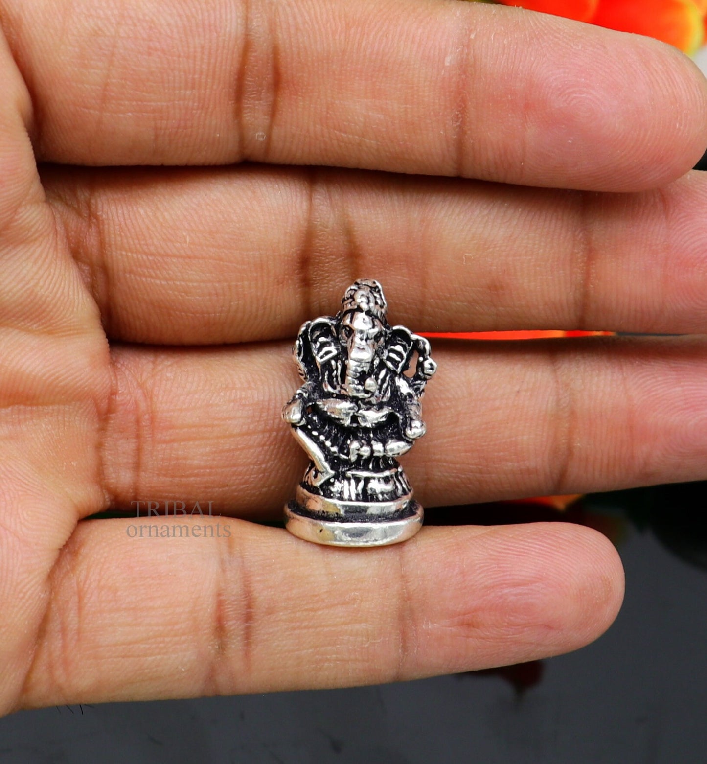 925 Sterling silver Divine lord idol Ganesha statue art, best puja figurine for home temple for wealth and prosperity gift art art520 - TRIBAL ORNAMENTS