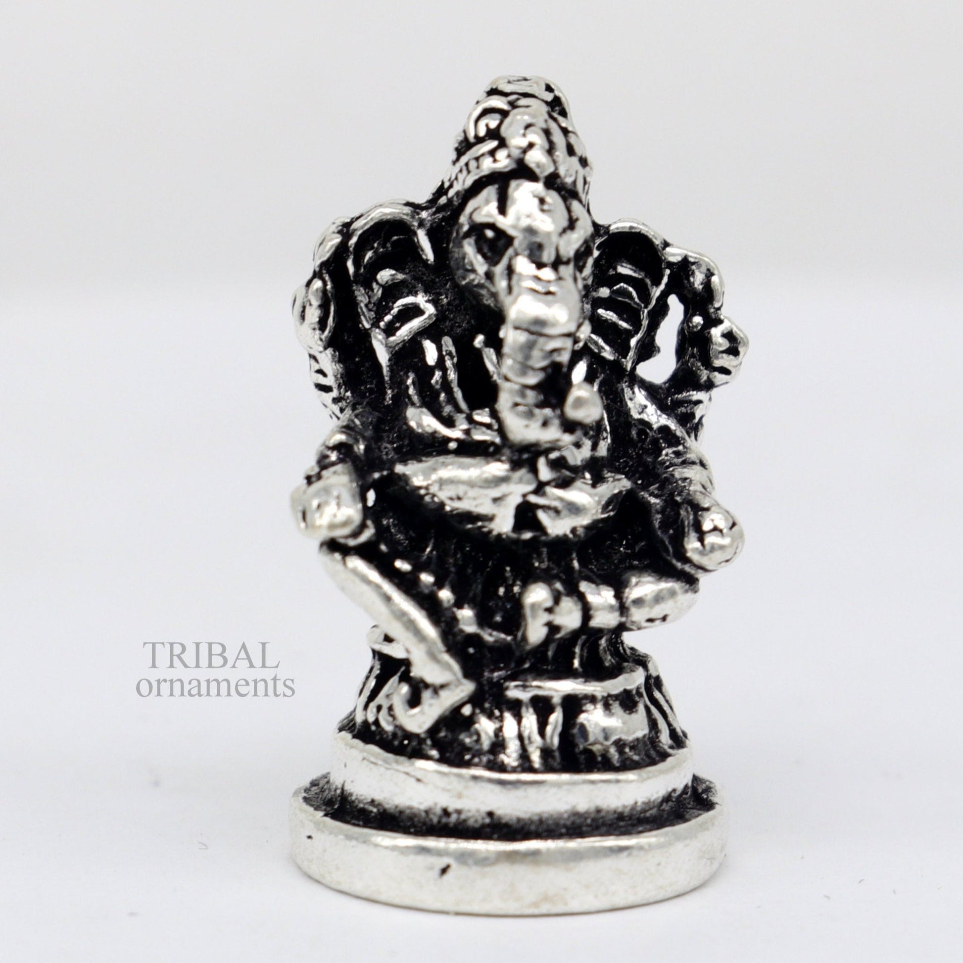 925 Sterling silver Divine lord idol Ganesha statue art, best puja figurine for home temple for wealth and prosperity gift art art520 - TRIBAL ORNAMENTS