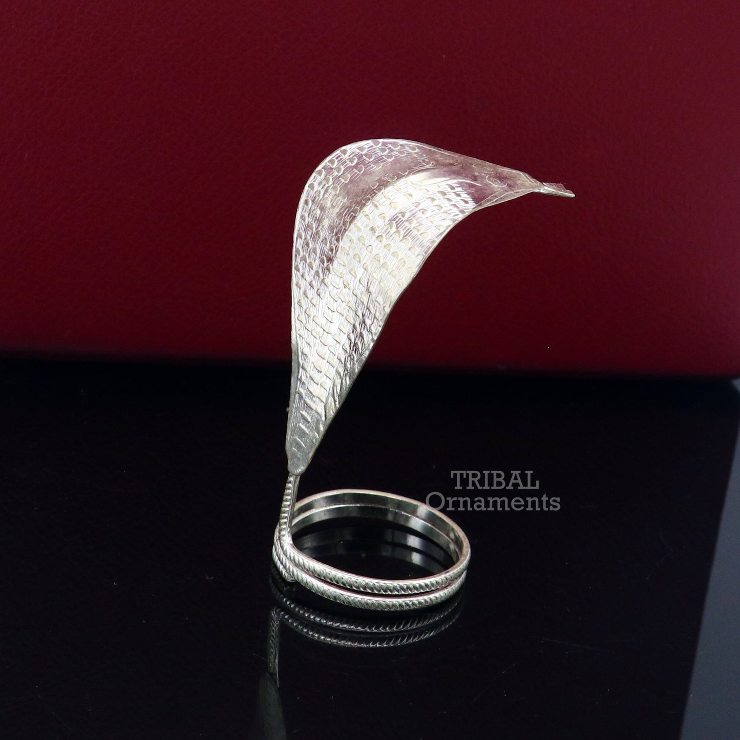 925 sterling silver Divine Shiva Snake sterling silver handmade mini snake statue for puja or worshipping, solid Diwali puja article su784 - TRIBAL ORNAMENTS