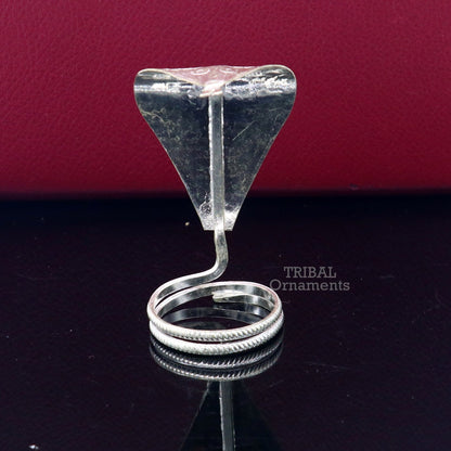 925 sterling silver Divine Shiva Snake sterling silver handmade mini snake statue for puja or worshipping, solid Diwali puja article su785 - TRIBAL ORNAMENTS