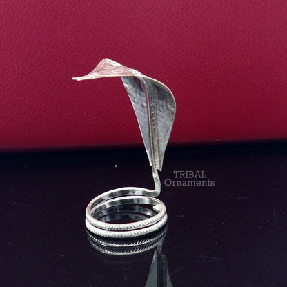 925 sterling silver Divine Shiva Snake sterling silver handmade mini snake statue for puja or worshipping, solid Diwali puja article su785 - TRIBAL ORNAMENTS