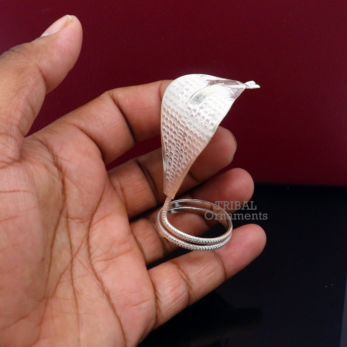 925 sterling silver Divine Shiva Snake sterling silver handmade mini snake statue for puja or worshipping, solid Diwali puja article su785 - TRIBAL ORNAMENTS