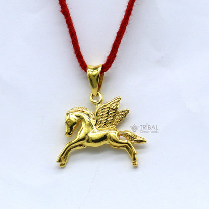 Sterling silver Pegasus and unicorn pendant with vintage horse design, stylish divine jewelry for boys and girls.