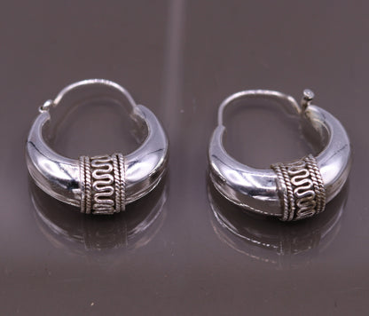 925 sterling silver ethnic hoops earrings kundal bali vintage design customized tribal belly dance custom made jewelry from india s856 - TRIBAL ORNAMENTS