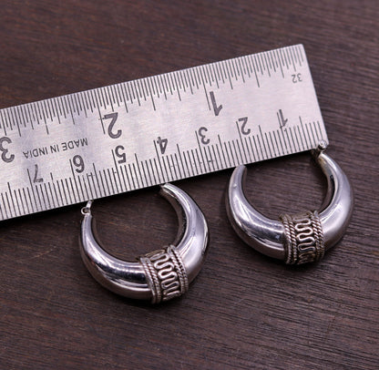 925 sterling silver ethnic hoops earrings kundal bali vintage design customized tribal belly dance custom made jewelry from india s856 - TRIBAL ORNAMENTS