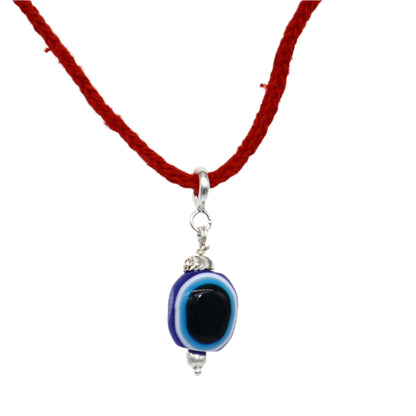 925 Sterling silver evil eye pendant with drop dangle design, handmade jewelry for girls and kids by TRIBAL ORNAMENTS.