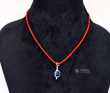 925 Sterling silver evil eye pendant for girls and kids, handmade drop dangle jewelry with colorful evil eye design.