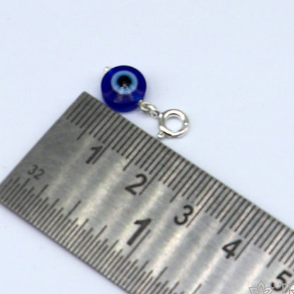 925 Sterling silver evil eye pendant with drop dangle design, handmade jewelry for kids by TRIBAL ORNAMENTS.