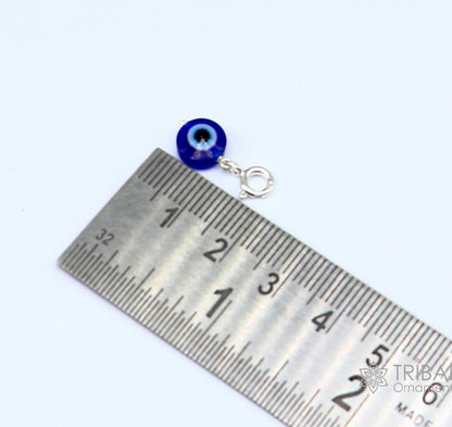 925 Sterling silver evil eye pendant with hand-crafted drop dangle design, customized jewelry for kids and girls by TRIBAL ORNAMENTS