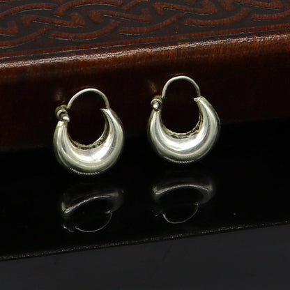 925 sterling silver traditional Indian style hoops earring by TRIBAL ORNAMENTS, unisex, lightweight and customized for elegant wear.