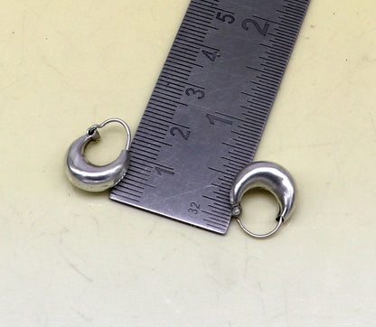 Sterling silver traditional Indian style hoops earrings by Tribal Ornaments, lightweight unisex design for elegant ear adornment.