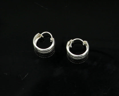925 sterling silver traditional Indian style hoops earring, lightweight unisex design with intricate craftsmanship by TRIBAL ORNAMENTS.