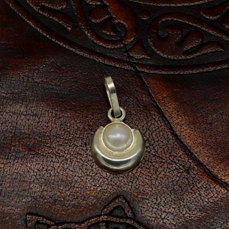 Sterling silver moon pendant with moonstone, stylish baby jewelry by Tribal Ornaments, perfect for kids or gifting.