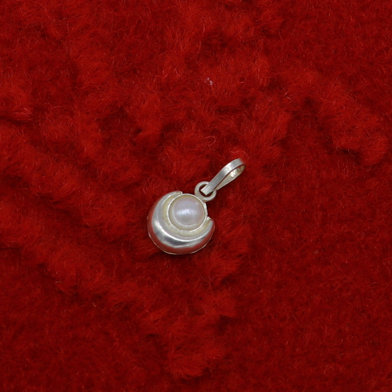 Sterling silver moon pendant with moonstone, stylish baby jewelry from Tribal Ornaments, perfect for gifting kids.