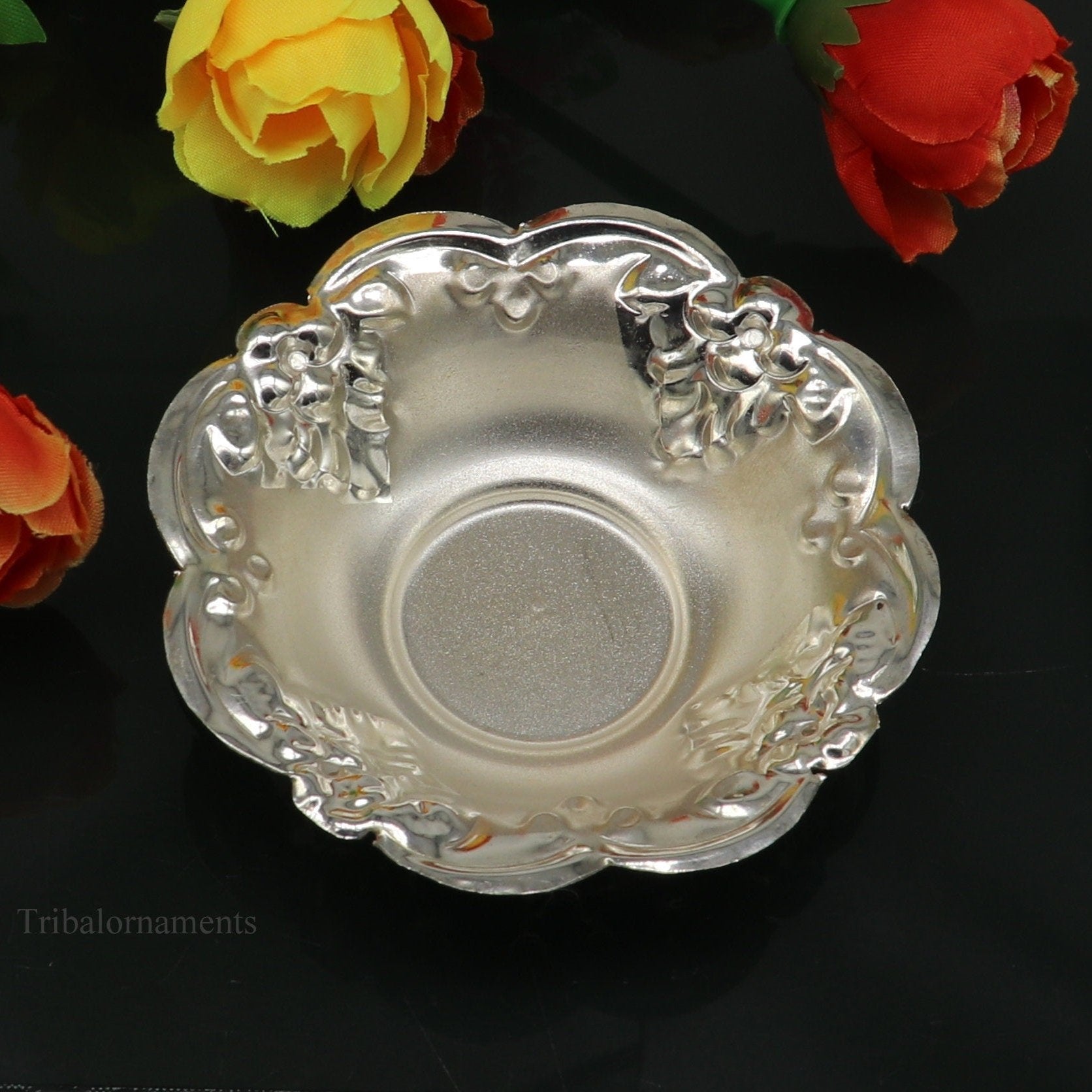 925 sterling silver exclusive handcrafted work light weight bowl, puja utensils, silver article, silver utensils, silver vessel sv237 - TRIBAL ORNAMENTS