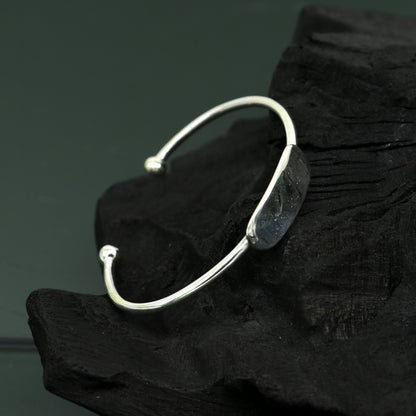 925 sterling silver baby bangle bracelet with a plain bright design, ideal for newborns, by TRIBAL ORNAMENTS.