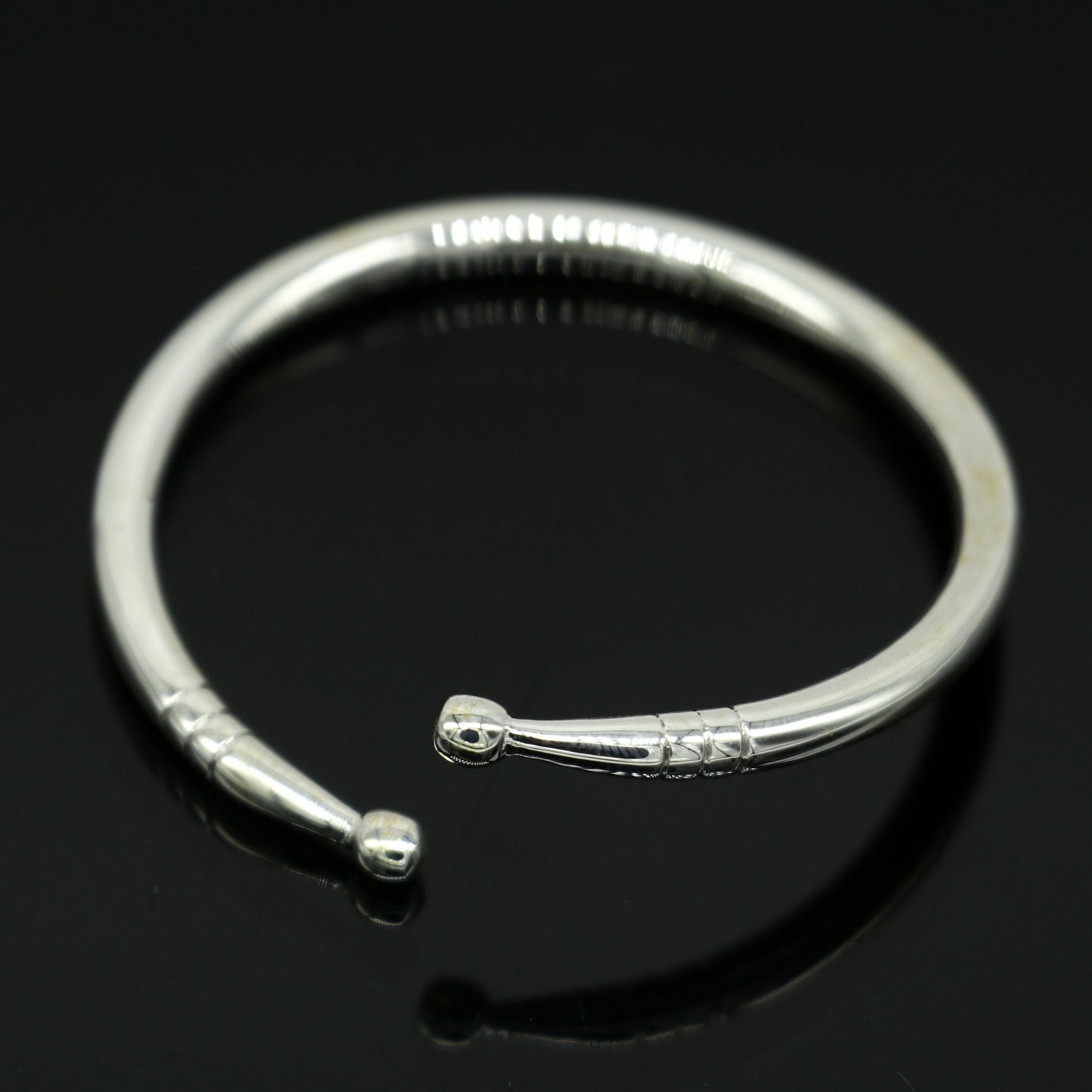 925 sterling silver exclusive plain bright design new born baby bangle kada, baby bracelet kada, best gifting adjustable kada nbbk224 - TRIBAL ORNAMENTS