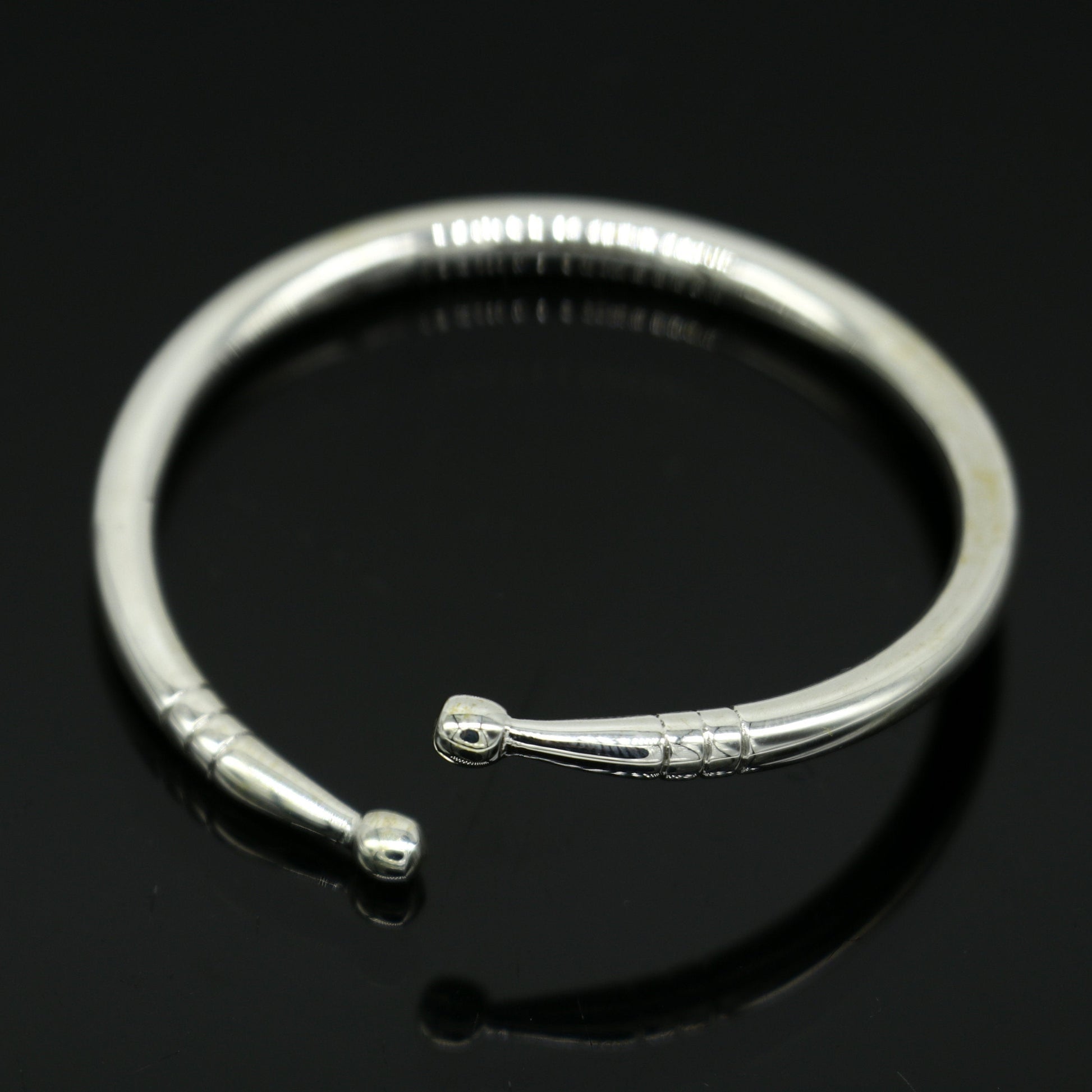 925 sterling silver exclusive plain bright design new born baby bangle kada, baby bracelet kada, best gifting adjustable kada nbbk224 - TRIBAL ORNAMENTS