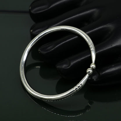 925 sterling silver exclusive plain bright design new born baby bangle kada, baby bracelet kada, best gifting adjustable kada nbbk224 - TRIBAL ORNAMENTS