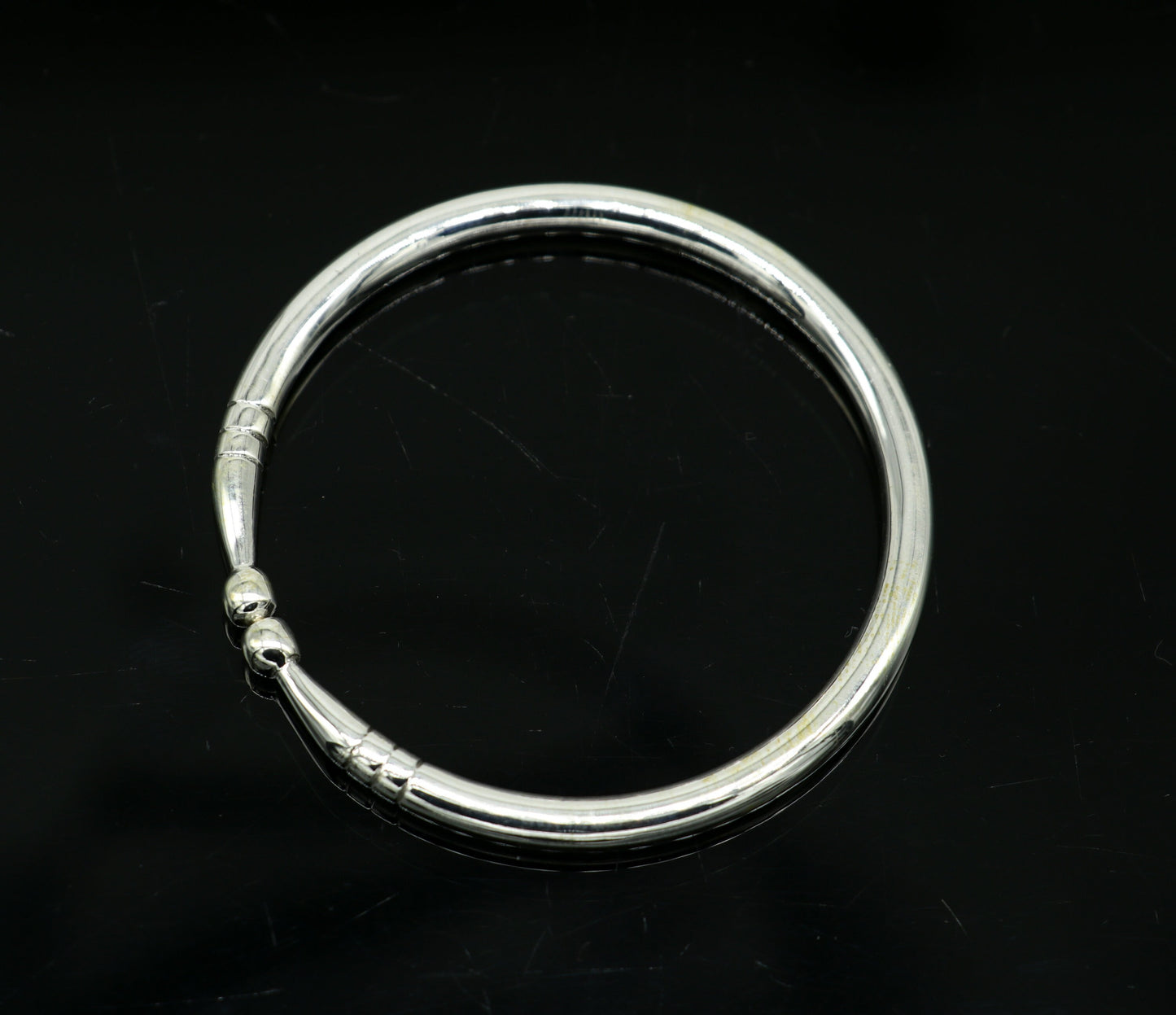 925 sterling silver exclusive plain bright design new born baby bangle kada, baby bracelet kada, best gifting adjustable kada nbbk224 - TRIBAL ORNAMENTS