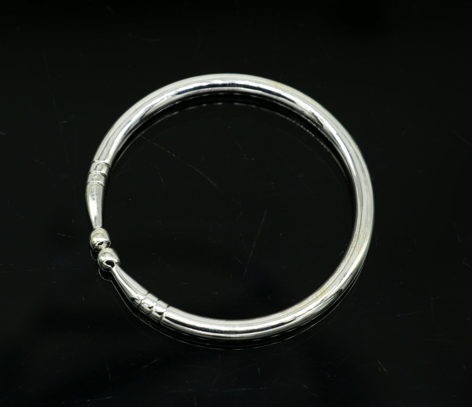 925 sterling silver exclusive plain bright design new born baby bangle kada, baby bracelet kada, best gifting adjustable kada nbbk224 - TRIBAL ORNAMENTS