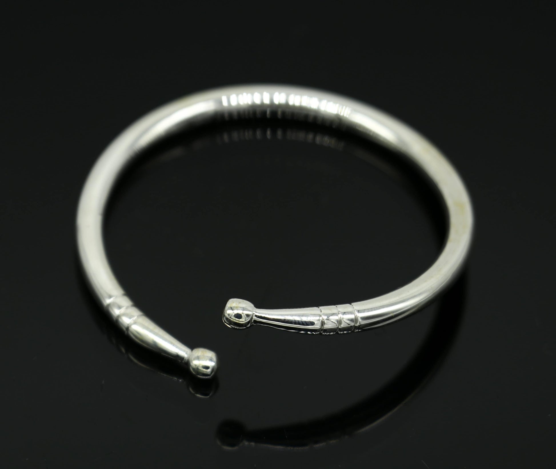 925 sterling silver exclusive plain bright design new born baby bangle kada, baby bracelet kada, best gifting adjustable kada nbbk224 - TRIBAL ORNAMENTS