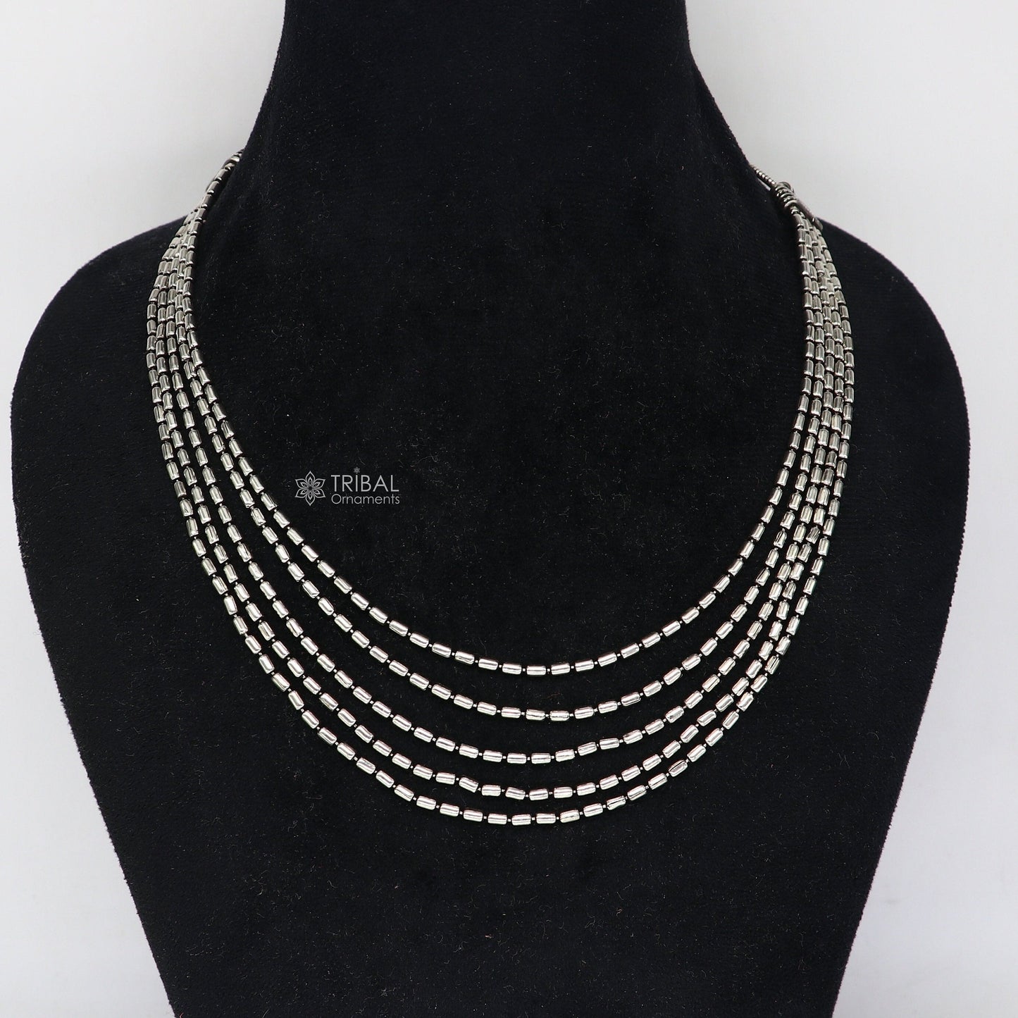 925 sterling silver fabulous 2mm 4 line strands unique stylish necklace jewelry, vintage style wedding charm layered necklace set642 - TRIBAL ORNAMENTS