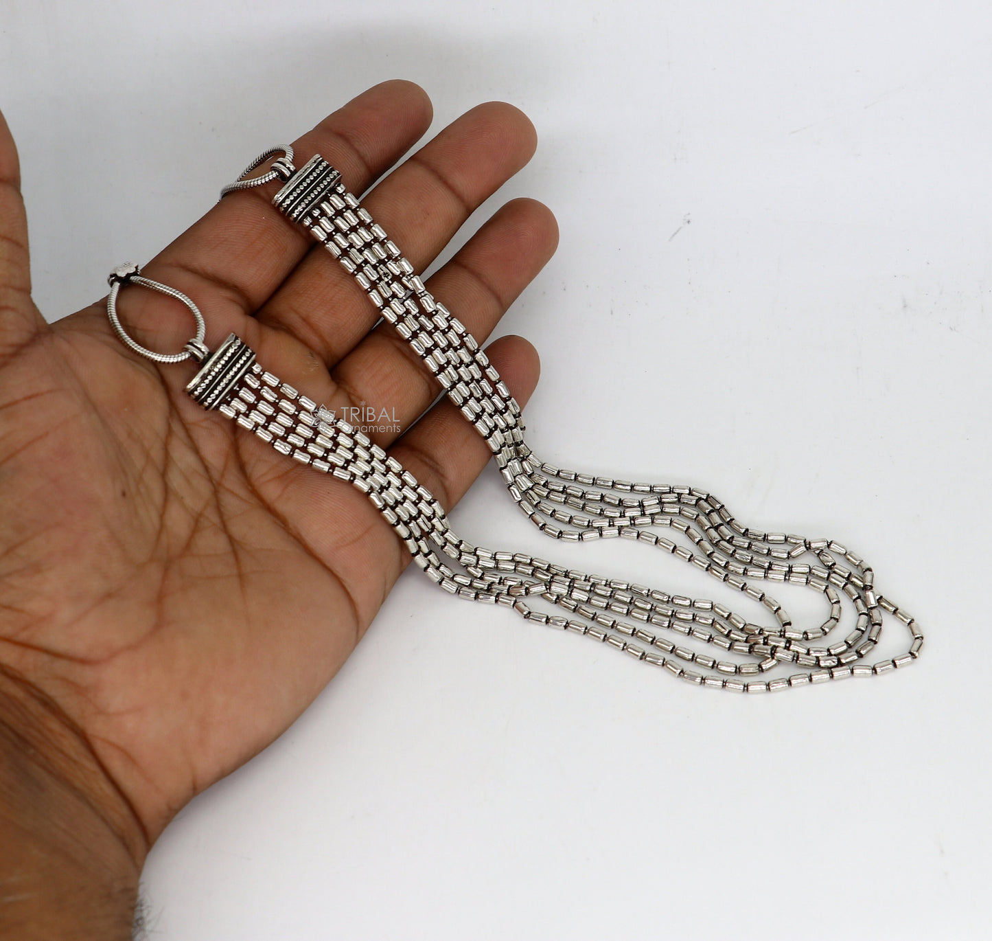 925 sterling silver fabulous 2mm 4 line strands unique stylish necklace jewelry, vintage style wedding charm layered necklace set642 - TRIBAL ORNAMENTS