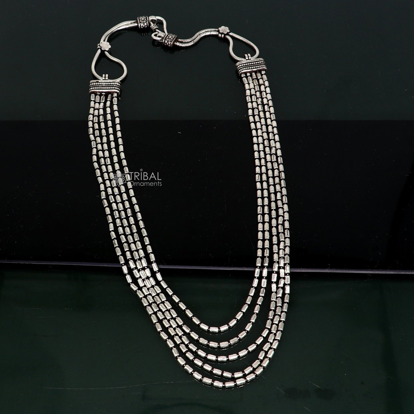 925 sterling silver fabulous 2mm 4 line strands unique stylish necklace jewelry, vintage style wedding charm layered necklace set642 - TRIBAL ORNAMENTS