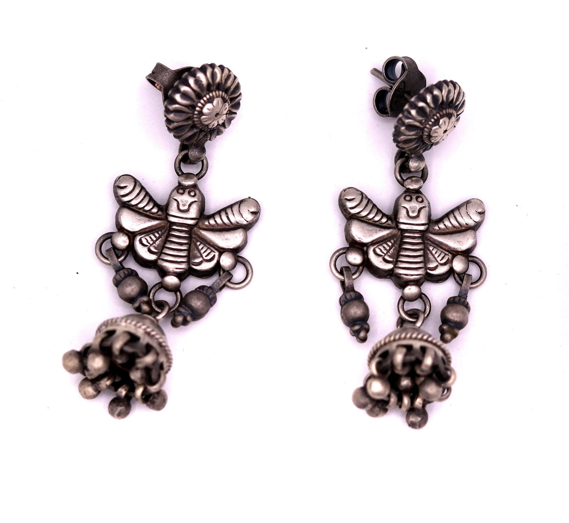 925 sterling silver fabulous butterfly design handmade stud earrings awesome wedding party girl's earrings tribal jewelry India s456 - TRIBAL ORNAMENTS