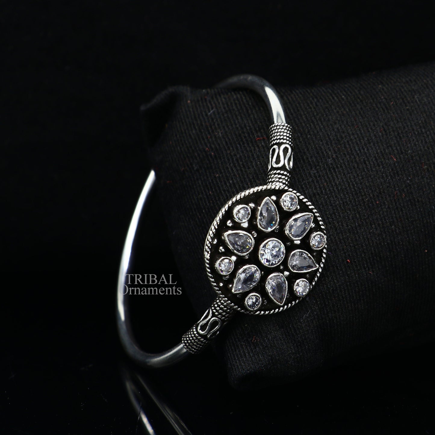 925 sterling silver fabulous cut stone handmade bangle bracelet cuff kada girl's gift customized personalized jewelry hnssk720 - TRIBAL ORNAMENTS