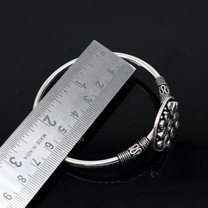 Sterling silver bangle bracelet with a fabulous cut stone, featuring a cuff design, perfect for girls and personalized jewelry.