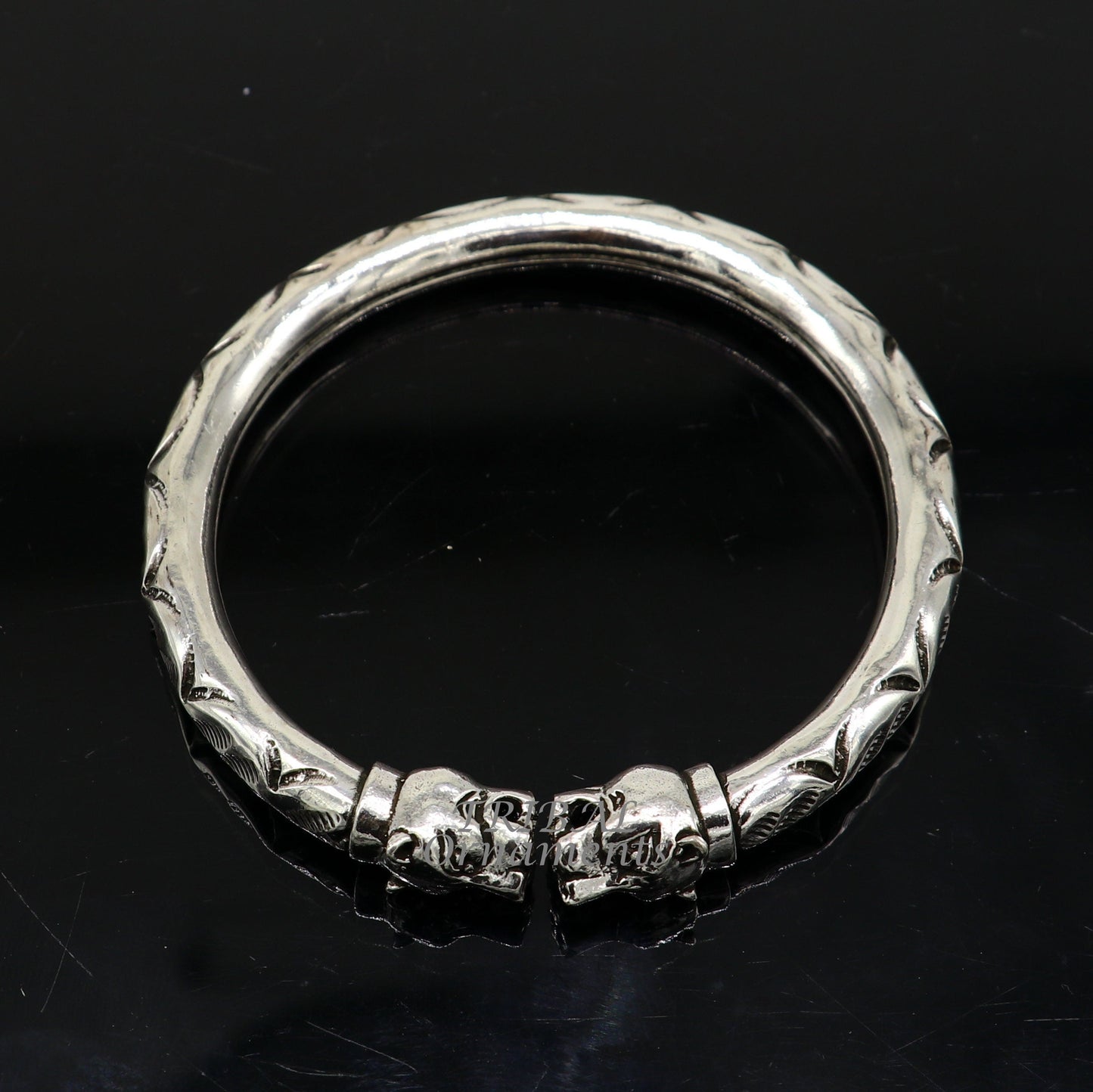 925 sterling silver fabulous lion face stylish attractive kada bangle bracelet pretty work attractive tribal belly dance jewelry nsk616 - TRIBAL ORNAMENTS