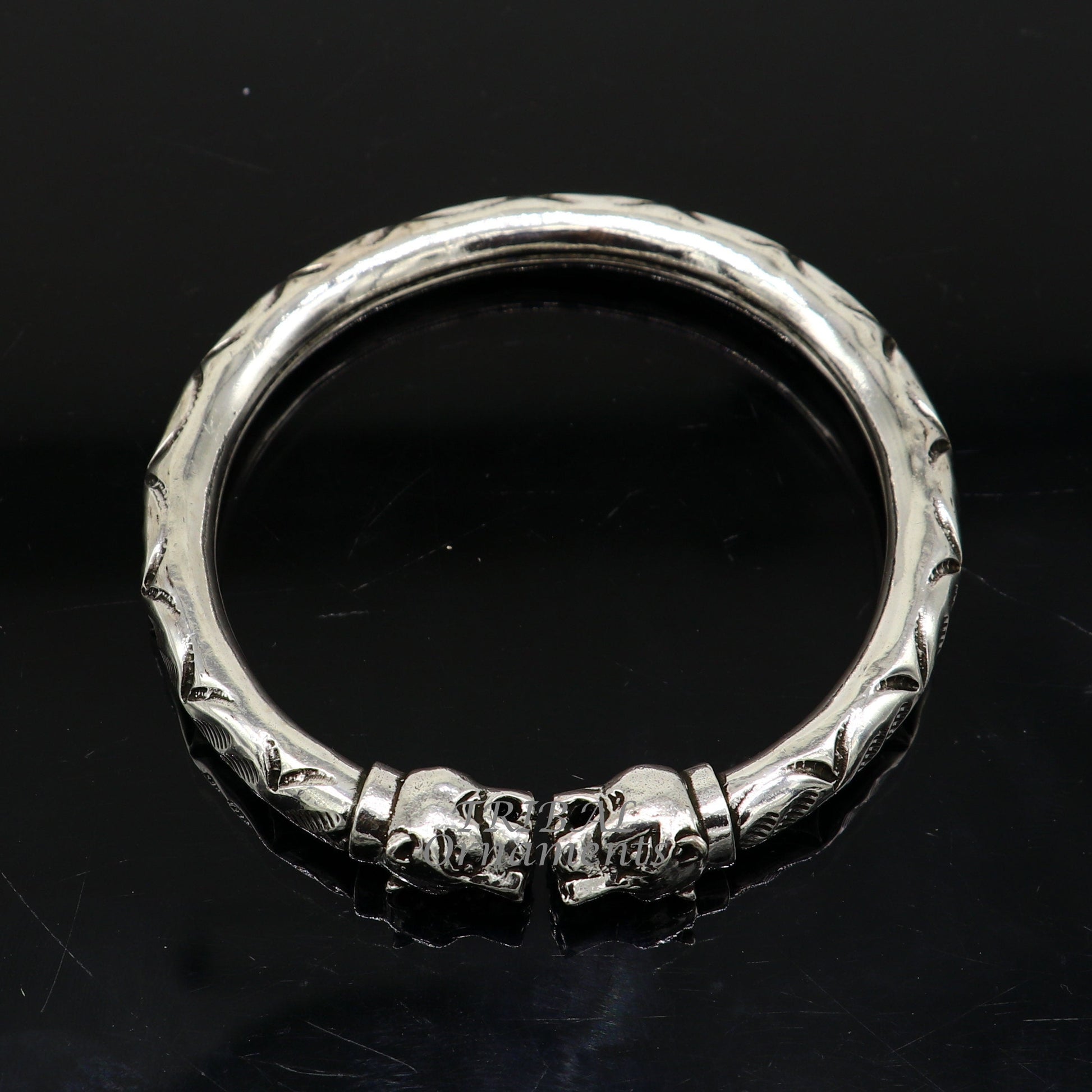 925 sterling silver fabulous lion face stylish attractive kada bangle bracelet pretty work attractive tribal belly dance jewelry nsk616 - TRIBAL ORNAMENTS