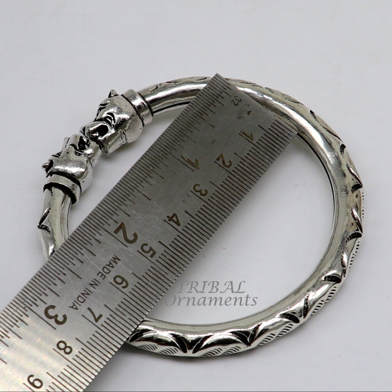 925 sterling silver fabulous lion face stylish attractive kada bangle bracelet pretty work attractive tribal belly dance jewelry nsk616 - TRIBAL ORNAMENTS