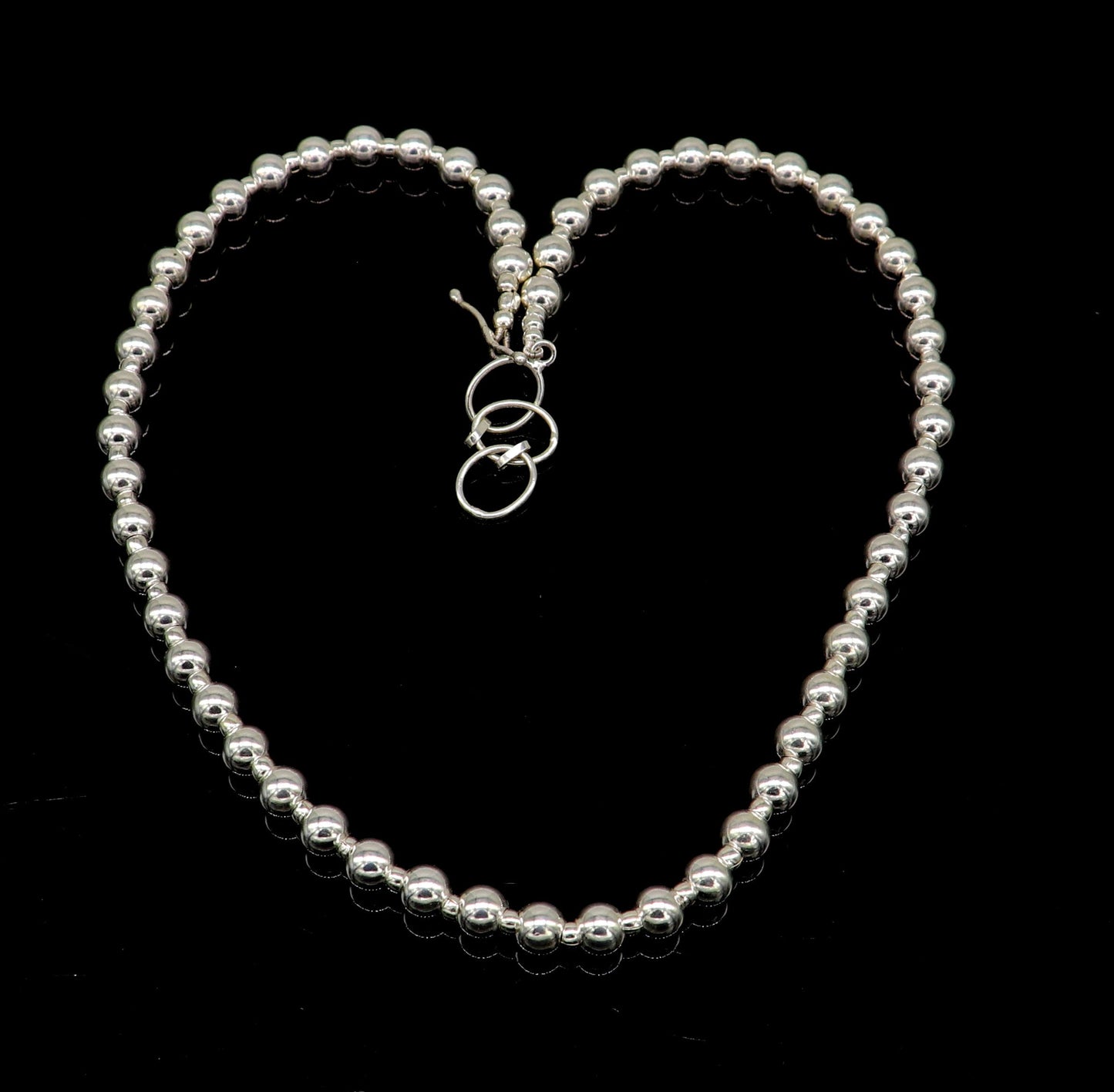 925 sterling silver fabulous plain shiny beaded necklace, modern trendy stylish fancy wedding brides jewelry, best choker necklace nec137 - TRIBAL ORNAMENTS