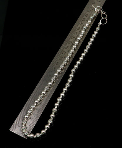 925 sterling silver beaded necklace with shiny, plain design, modern trendy style, suitable for wedding brides or stylish occasions