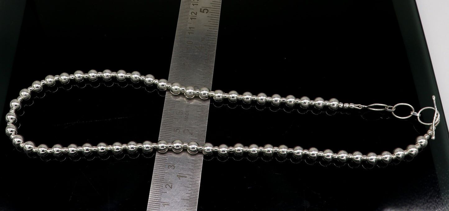 925 sterling silver fabulous plain shiny beaded necklace, modern trendy stylish fancy wedding brides jewelry, best choker necklace nec137 - TRIBAL ORNAMENTS