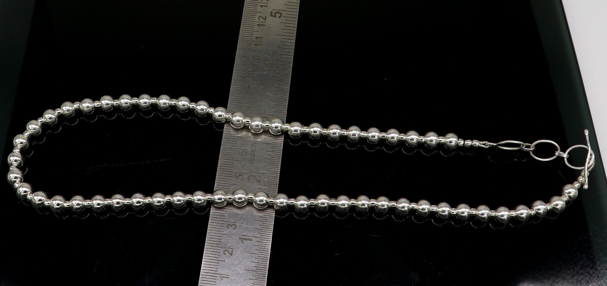 925 sterling silver fabulous plain shiny beaded necklace, modern trendy stylish fancy wedding brides jewelry, best choker necklace nec137 - TRIBAL ORNAMENTS