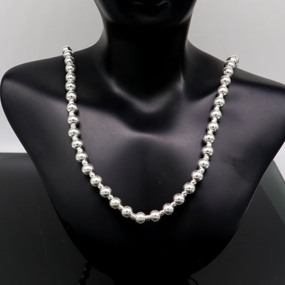 925 sterling silver beaded necklace by TRIBAL ORNAMENTS featuring shiny, modern design perfect for weddings and stylish occasions.