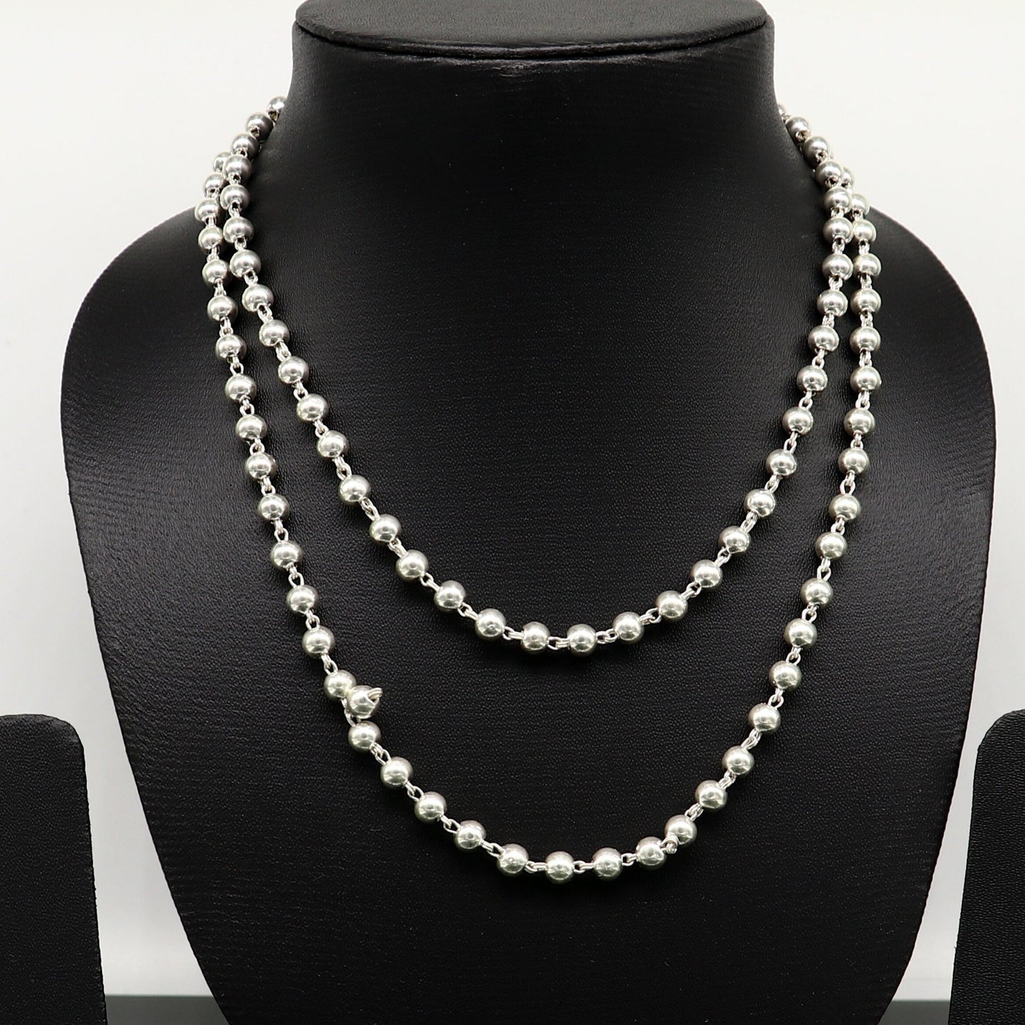 925 sterling silver fabulous plain solid beads chain japp mala 108 beads japp chain fabulous chanting necklace stylish jewelry ch109 - TRIBAL ORNAMENTS