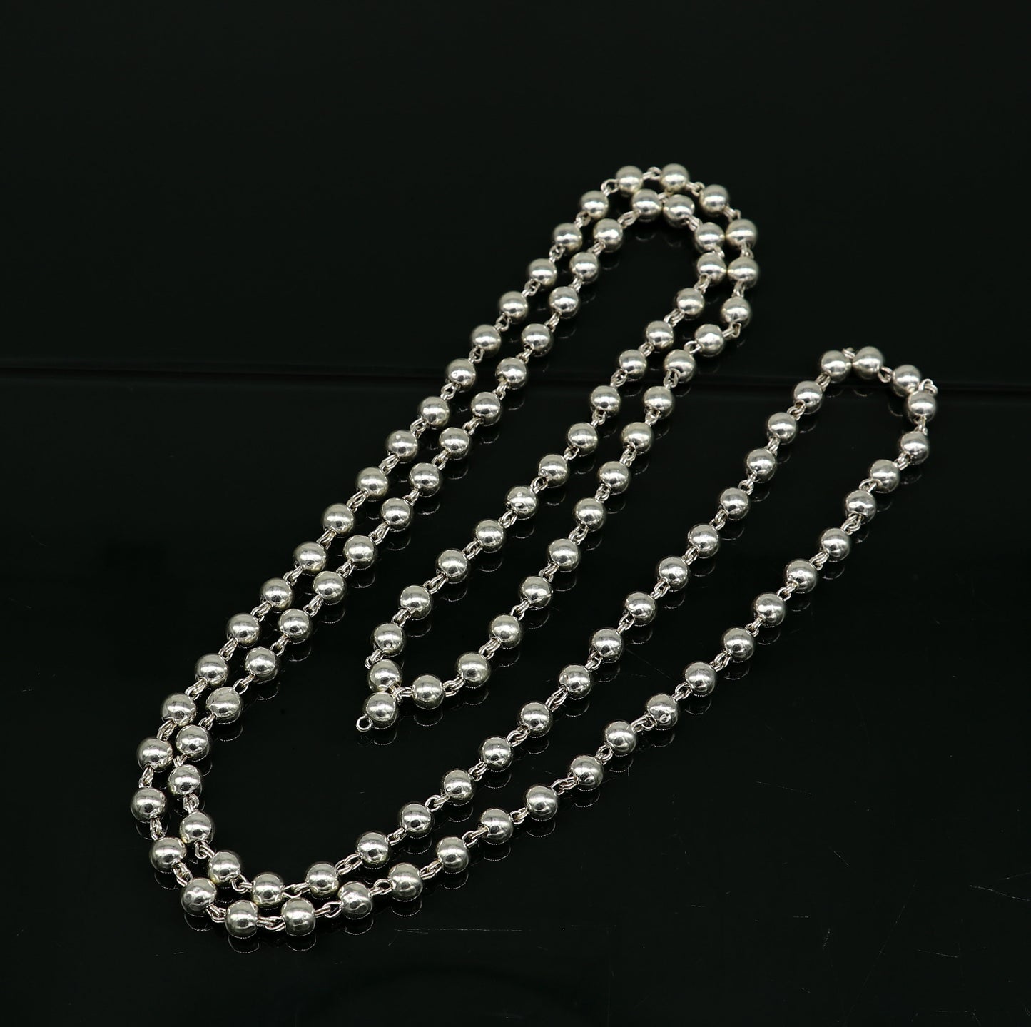 925 sterling silver fabulous plain solid beads chain japp mala 108 beads japp chain fabulous chanting necklace stylish jewelry ch109 - TRIBAL ORNAMENTS
