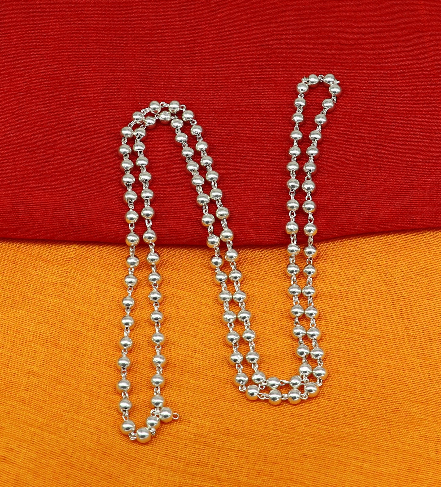 925 sterling silver fabulous plain solid beads chain japp mala 108 beads japp chain fabulous chanting necklace stylish jewelry ch109 - TRIBAL ORNAMENTS