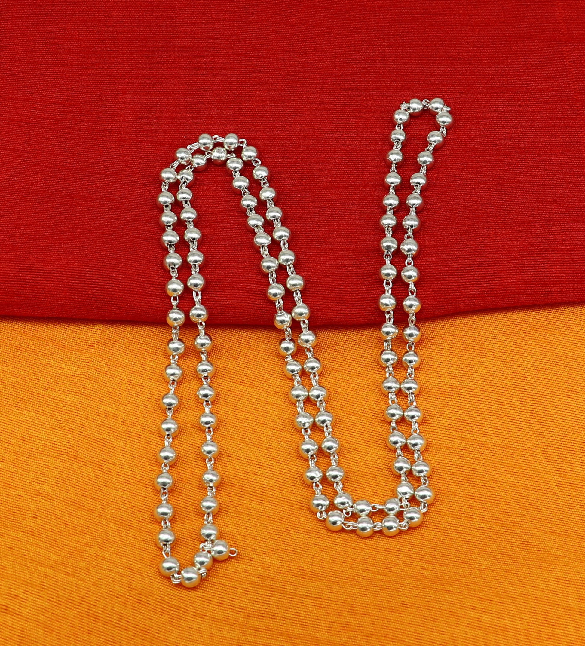 925 sterling silver fabulous plain solid beads chain japp mala 108 beads japp chain fabulous chanting necklace stylish jewelry ch109 - TRIBAL ORNAMENTS