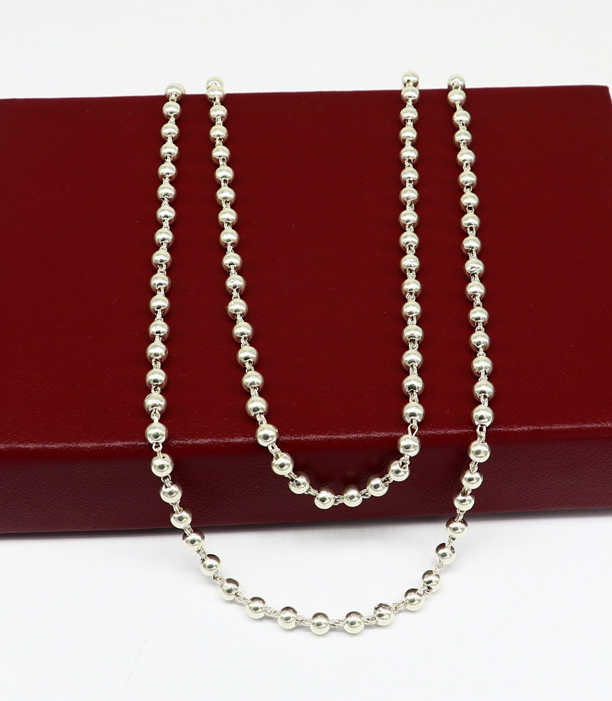 925 sterling silver fabulous plain solid beads chain japp mala 108 beads japp chain fabulous chanting necklace stylish jewelry ch109 - TRIBAL ORNAMENTS