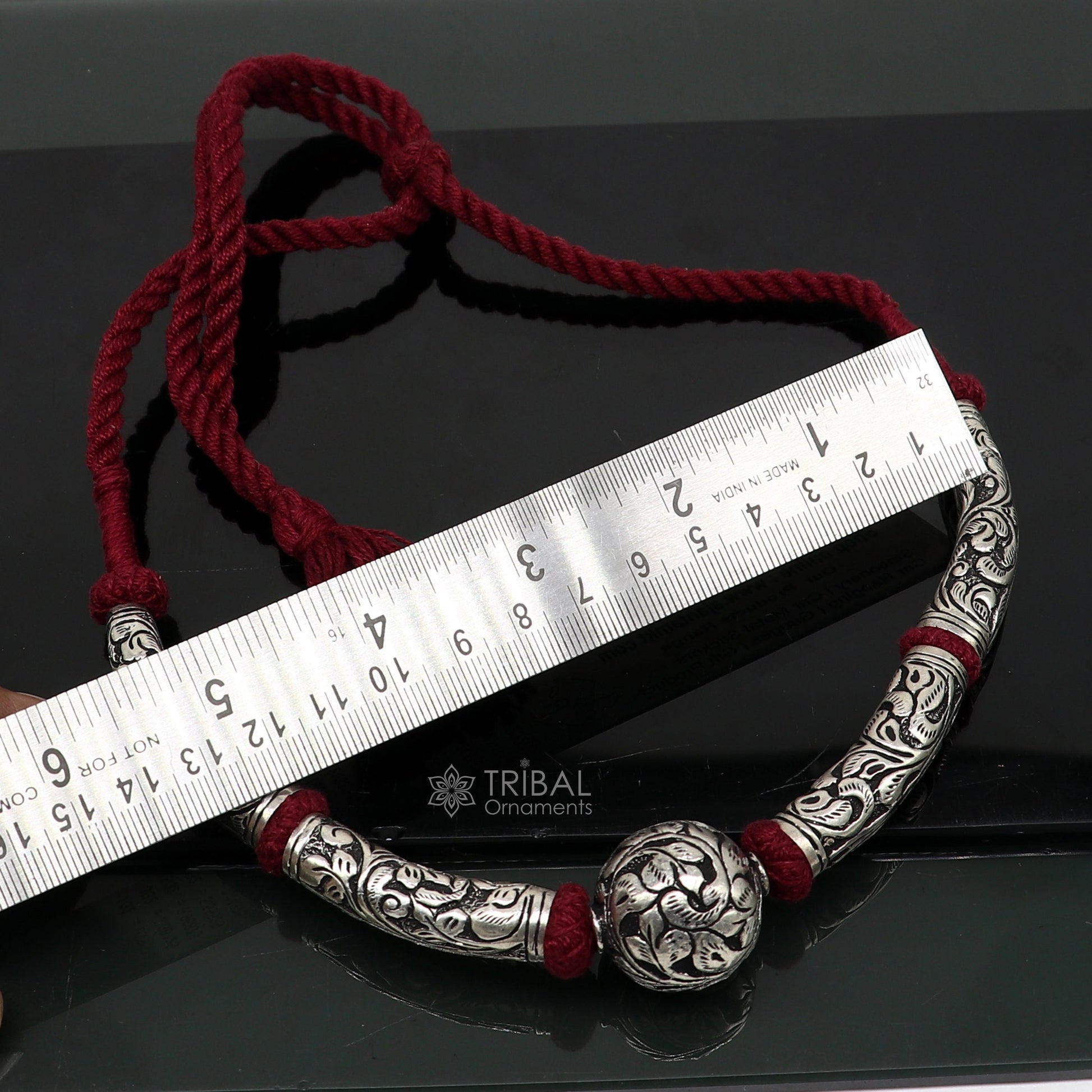 925 sterling silver beaded wedding choker necklace with intricate tribal design, ideal for brides and traditional jewelry sets.