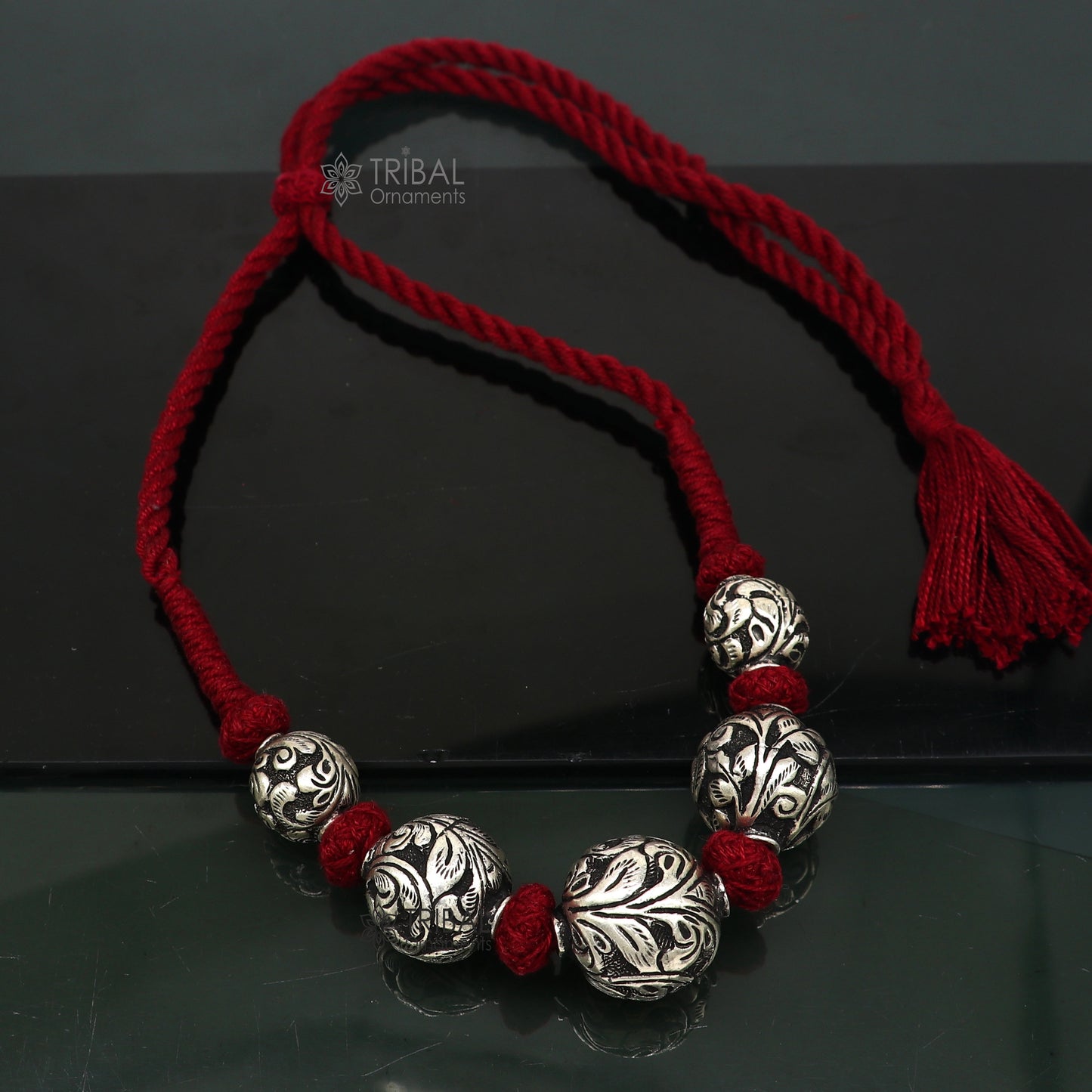 925 sterling silver Fancy stylish beaded necklace, excellent brides gifting fashion wedding ethnic necklace tribal jewelry set633 - TRIBAL ORNAMENTS