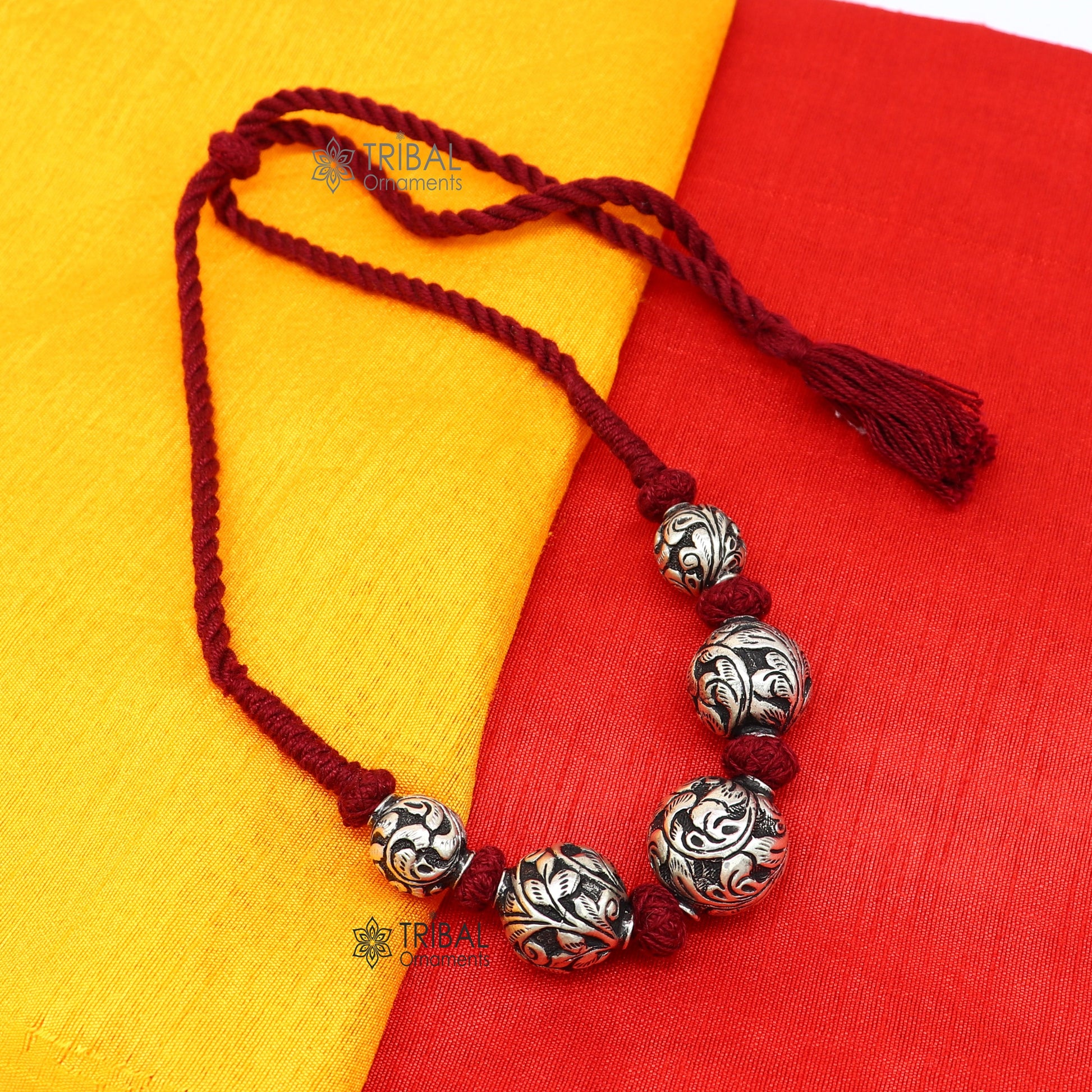 925 sterling silver Fancy stylish beaded necklace, excellent brides gifting fashion wedding ethnic necklace tribal jewelry set633 - TRIBAL ORNAMENTS