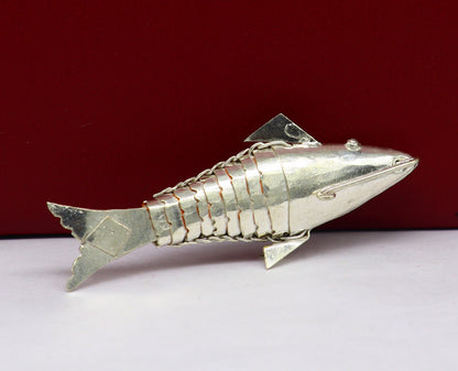 Solid silver handmade silver fish, Lord vishnu avatar Matsya, Silver Puja Fish For Prosperity And Good Luck, best collectible art su368 - TRIBAL ORNAMENTS